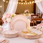 125PCS Pink Plastic Plates - Pink Disposable Plates With Gold Rim - Pinks and Gold Plates Include 25 Dinner Plates, 25 Dessert Plate, 75 Cutlery for Party Wedding Birthday Mothers Day