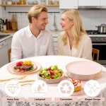 125PCS Pink Plastic Plates - Pink Disposable Plates With Gold Rim - Pinks and Gold Plates Include 25 Dinner Plates, 25 Dessert Plate, 75 Cutlery for Party Wedding Birthday Mothers Day