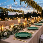 125PCS Green Plastic Plates - Green Disposable Plates With Gold Rim Include 25 Dinner Plate, 25 Dessert Plate, 75 Gold Plastic Silverware for Party Wedding