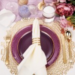 125PCS Purple Plastic Plates - Purple Disposable Plates With Gold Rim - Include 50 Dinner & Dessert Plate, 75 Gold Cutlery Perfect for Wedding Parties & Party