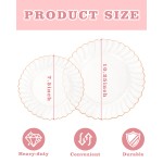 YOUBET 100PCS Rose Gold Plastic Plates - Heavy Duty Scalloped Disposable Plates Include 50 Dinner Plate, 50 Dessert Plate for Wedding & Baby Shower & Party