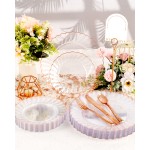 YOUBET 100PCS Rose Gold Plastic Plates - Heavy Duty Scalloped Disposable Plates Include 50 Dinner Plate, 50 Dessert Plate for Wedding & Baby Shower & Party