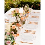 YOUBET 100PCS Rose Gold Plastic Plates - Heavy Duty Scalloped Disposable Plates Include 50 Dinner Plate, 50 Dessert Plate for Wedding & Baby Shower & Party