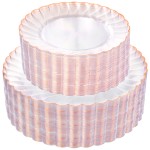 YOUBET 100PCS Rose Gold Plastic Plates - Heavy Duty Scalloped Disposable Plates Include 50 Dinner Plate, 50 Dessert Plate for Wedding & Baby Shower & Party