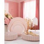 YOUBET 100PCS Pink Scalloped Plastic Plates - Heavy Duty Pink Disposable Fancy Hard Plates Include 50 Dinner Plate, 50 Dessert Plate, for Wedding & Party