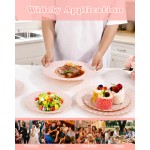 YOUBET 100PCS Pink Scalloped Plastic Plates - Heavy Duty Pink Disposable Fancy Hard Plates Include 50 Dinner Plate, 50 Dessert Plate, for Wedding & Party