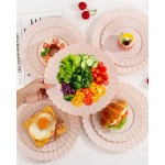 YOUBET 100PCS Pink Scalloped Plastic Plates - Heavy Duty Pink Disposable Fancy Hard Plates Include 50 Dinner Plate, 50 Dessert Plate, for Wedding & Party