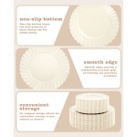 YOUBET 100PCS Ivory Scalloped Plastic Plates - Heavy Duty Disposable Fancy Hard Plates Include 50 Dinner Plate, 50 Dessert Plate, for Wedding & Party