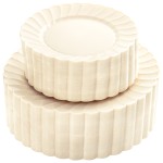 YOUBET 100PCS Ivory Scalloped Plastic Plates - Heavy Duty Disposable Fancy Hard Plates Include 50 Dinner Plate, 50 Dessert Plate, for Wedding & Party