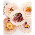 YOUBET 100PCS Pink Scalloped Plastic Plates - Heavy Duty Gold Disposable Fancy Hard Plates Include 50 Dinner Plate, 50 Dessert Plate, for Wedding & Party