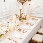 175PCS Gold Scalloped Plastic Plates - Clear and Gold Disposable Dinnerware Set Include 50 Plates, 75 Gold Silverware, 25 Cups, 25 Napkins for Party & Wedding
