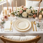 175PCS Ivory Scalloped Plastic Plates - Gold Disposable Dinnerware Set Include 50 Plates, 75 Gold Silverware, 25 Cups, 25 Napkins for Party & Wedding