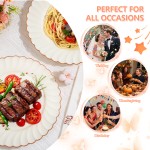 175PCS Ivory Scalloped Plastic Plates - Rose Gold Disposable Dinnerware Set Include 50 Plates, 75 Rose Gold Silverware, 25 Cups, 25 Napkins for Party & Wedding & Baby Shower