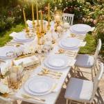 175PCS Gold Scalloped Plastic Plates - White and Gold Disposable Dinnerware Set Include 50 Plates, 75 Gold Silverware, 25 Cups, 25 Napkins for Party & Wedding