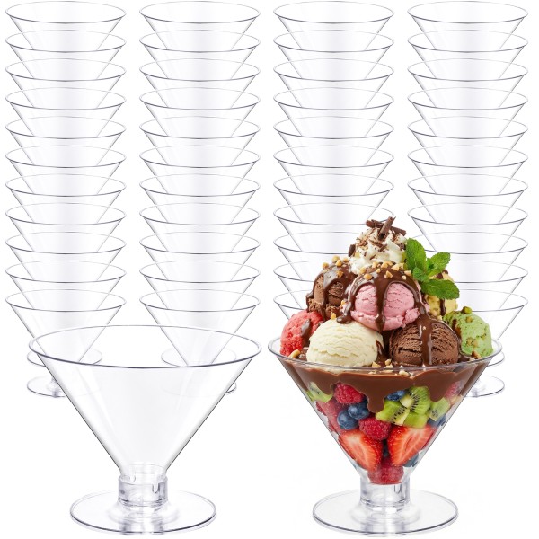 YOUBET 100 PCS Clear Plastic Martini Glasses - 5oz Disposable Cocktail Coupe Glasses for Parties & Gatherings & Weddings & Bars
