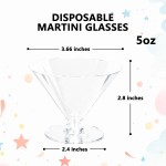 YOUBET 100 PCS Clear Plastic Martini Glasses - 5oz Disposable Cocktail Coupe Glasses for Parties & Gatherings & Weddings & Bars