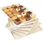 YOUBET 8 Pack Plastic Serving Trays - 10" x 14" Ivory Wheat Straw Trays for Serving Food - Super Strong Disposable Platters, Heavy Duty Plastic Trays for BBQ, Picnic, Party, Wedding