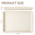 YOUBET 8 Pack Plastic Serving Trays - 10" x 14" Ivory Wheat Straw Trays for Serving Food - Super Strong Disposable Platters, Heavy Duty Plastic Trays for BBQ, Picnic, Party, Wedding