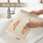 YOUBET 8 Pack Plastic Serving Trays - 10" x 14" Ivory Wheat Straw Trays for Serving Food - Super Strong Disposable Platters, Heavy Duty Plastic Trays for BBQ, Picnic, Party, Wedding
