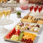 YOUBET 8 Pack Plastic Serving Trays - 10" x 14" Ivory Wheat Straw Trays for Serving Food - Super Strong Disposable Platters, Heavy Duty Plastic Trays for BBQ, Picnic, Party, Wedding
