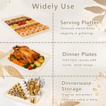 YOUBET 8 Pack Plastic Serving Trays - 10" x 14" Ivory Wheat Straw Trays for Serving Food - Super Strong Disposable Platters, Heavy Duty Plastic Trays for BBQ, Picnic, Party, Wedding