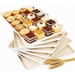 YOUBET 8 Pack Plastic Serving Trays - 10" x 14" Ivory Wheat Straw Trays for Serving Food - Super Strong Disposable Platters, Heavy Duty Plastic Trays for BBQ, Picnic, Party, Wedding