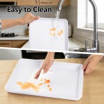 YOUBET 4 Pack Plastic Serving Trays - 10" x 14" White Trays for Serving Food - Super Strong Disposable Platters, Heavy Duty Plastic Trays for BBQ, Picnic, Party, Wedding