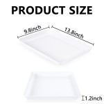 YOUBET 6 Pack Plastic Serving Trays - 10" x 14" White Trays for Serving Food - Super Strong Disposable Platters, Heavy Duty Plastic Trays for BBQ, Picnic, Party, Wedding