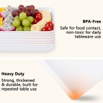 YOUBET 6 Pack Plastic Serving Trays - 10" x 14" White Trays for Serving Food - Super Strong Disposable Platters, Heavy Duty Plastic Trays for BBQ, Picnic, Party, Wedding
