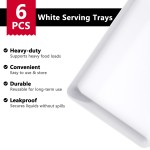 YOUBET 6 Pack Plastic Serving Trays - 10" x 14" White Trays for Serving Food - Super Strong Disposable Platters, Heavy Duty Plastic Trays for BBQ, Picnic, Party, Wedding