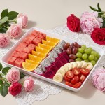 YOUBET 6 Pack Plastic Serving Trays - 10" x 14" White Trays for Serving Food - Super Strong Disposable Platters, Heavy Duty Plastic Trays for BBQ, Picnic, Party, Wedding