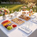 YOUBET 6 Pack Plastic Serving Trays - 10" x 14" White Trays for Serving Food - Super Strong Disposable Platters, Heavy Duty Plastic Trays for BBQ, Picnic, Party, Wedding