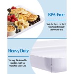YOUBET 8 Pack Plastic Serving Trays - 10" x 14" White Trays for Serving Food - Super Strong Disposable Platters, Heavy Duty Plastic Trays for BBQ, Picnic, Party, Wedding