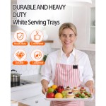 YOUBET 8 Pack Plastic Serving Trays - 10" x 14" White Trays for Serving Food - Super Strong Disposable Platters, Heavy Duty Plastic Trays for BBQ, Picnic, Party, Wedding