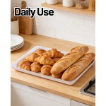 YOUBET 8 Pack Plastic Serving Trays - 10" x 14" White Trays for Serving Food - Super Strong Disposable Platters, Heavy Duty Plastic Trays for BBQ, Picnic, Party, Wedding