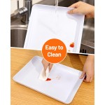 YOUBET 8 Pack Plastic Serving Trays - 10" x 14" White Trays for Serving Food - Super Strong Disposable Platters, Heavy Duty Plastic Trays for BBQ, Picnic, Party, Wedding