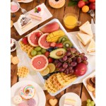 YOUBET 8 Pack Plastic Serving Trays - 10" x 14" White Trays for Serving Food - Super Strong Disposable Platters, Heavy Duty Plastic Trays for BBQ, Picnic, Party, Wedding
