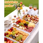 YOUBET 8 Pack Plastic Serving Trays - 10" x 14" White Trays for Serving Food - Super Strong Disposable Platters, Heavy Duty Plastic Trays for BBQ, Picnic, Party, Wedding