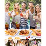 YOUBET 8 Pack Plastic Serving Trays - 10" x 14" White Trays for Serving Food - Super Strong Disposable Platters, Heavy Duty Plastic Trays for BBQ, Picnic, Party, Wedding