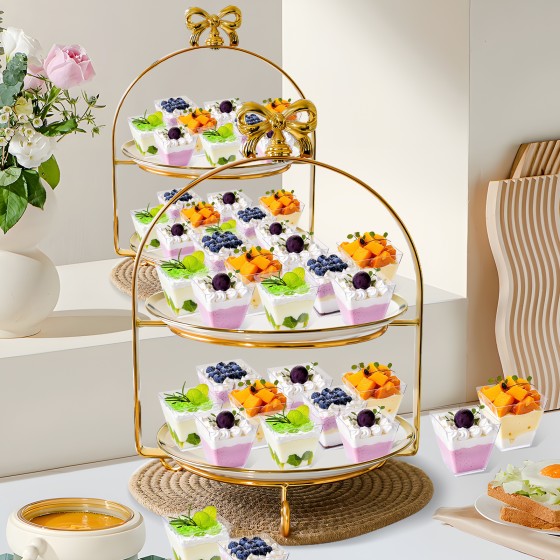 YOUBET 102 PCS Plastic Dessert Cups - 8oz Clear Square Cups - 51 Pack Mini Appetizer Cup with Tasting Spoons for Pudding, Fruit, Yogurt Parfait and Ice Cream