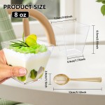 YOUBET 102PCS Clear Plastic Dessert Cups With Gold Plastic Spoons - 8oz Dessert Bowls - 51Disposable Square Plastics Cups & 51Gold Spoons Perfect for Ice Cream, Desserts, Appetizers Weddings Party